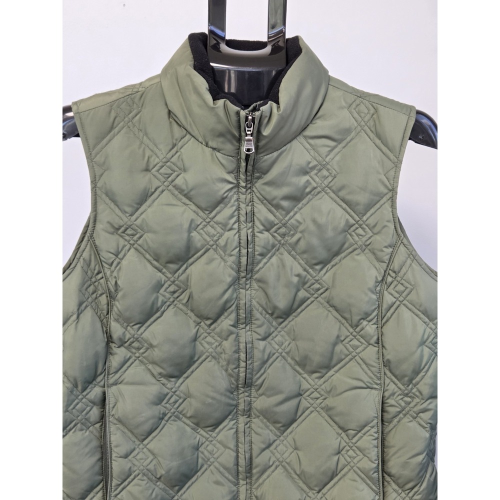 Eddie Bauer Womens Quilted Goose Down Puffer Vest Full Zip Medium Green - Picture 5 of 16